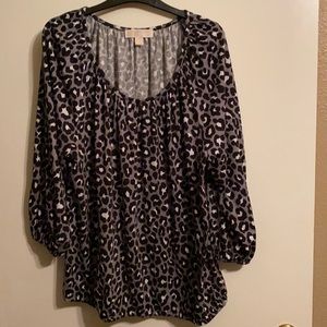 Michael Kors Black and Gray Leopard Print Top